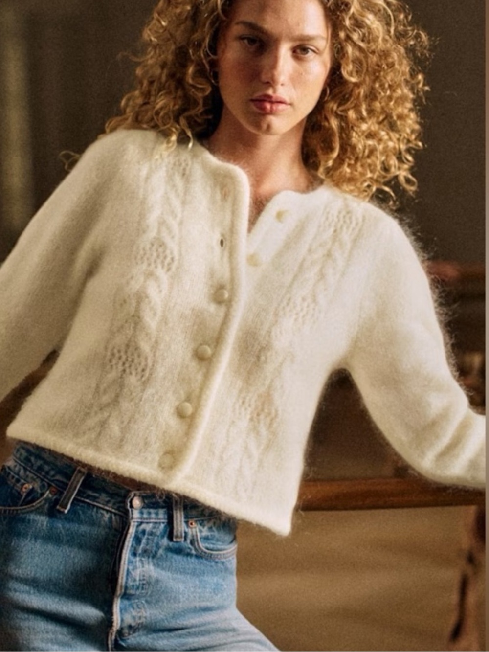 Sezane Evy Cardigan Ecru - Size S